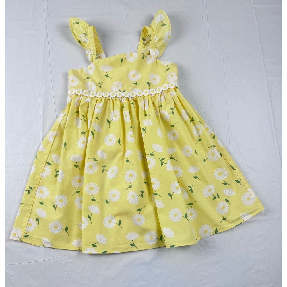 Gymboree Yellow Daisy Floral Cotton Ruffle Strap Dress Kids 3T Summer Sundress
